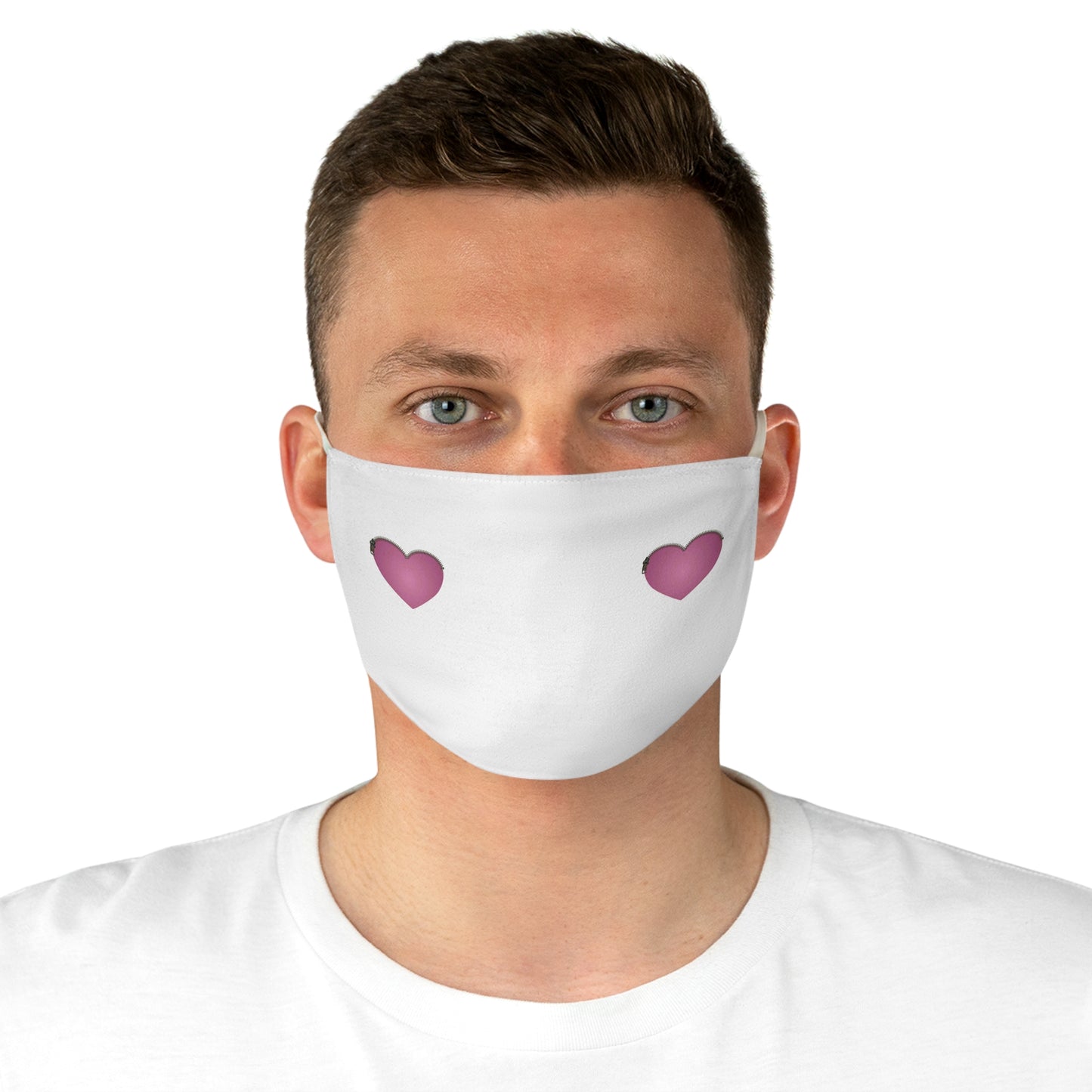 FABRIC FACE MASK - Pink Heart with Zipper