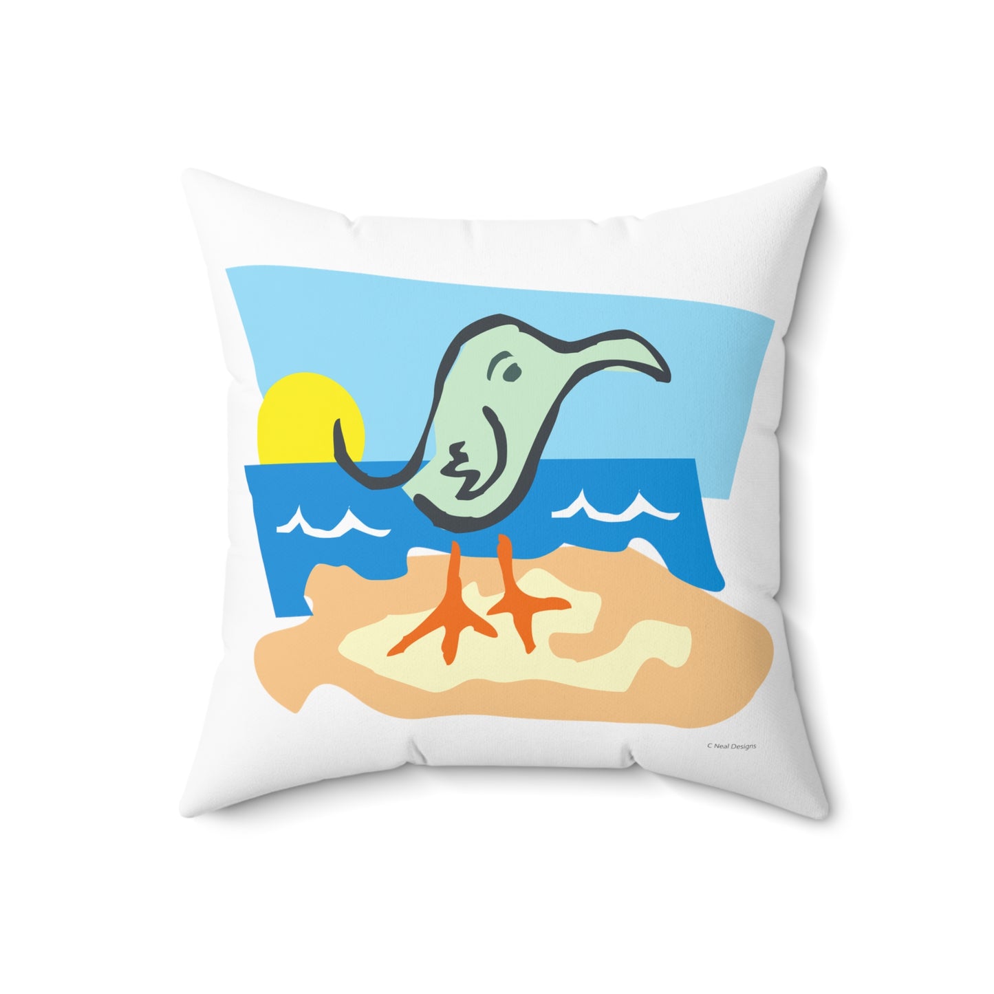 COASTAL CUSHIONS: SALTY SEAGULL Square Accent Pillow