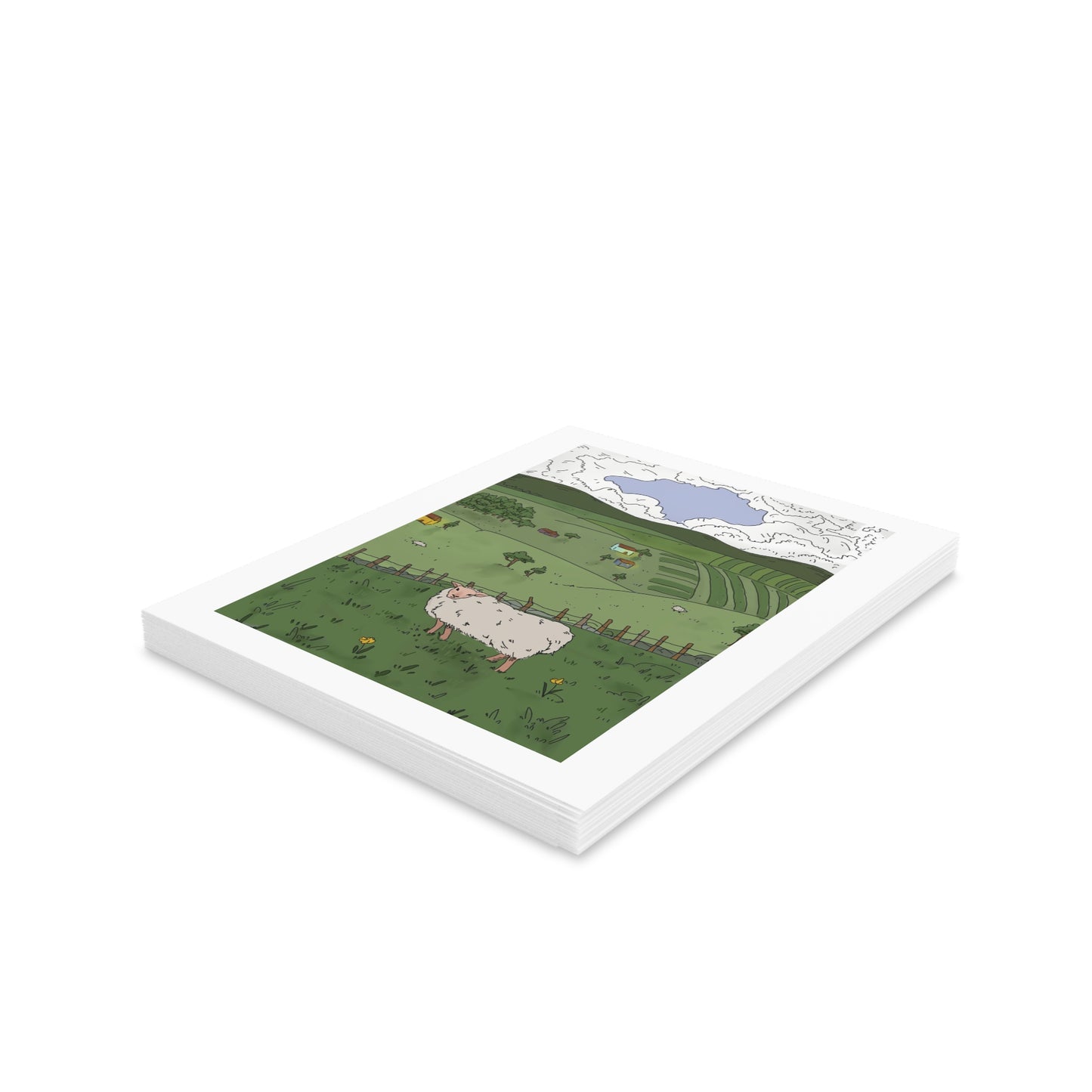 QUAINT COUNTRY LANDSCAPE Greeting Cards