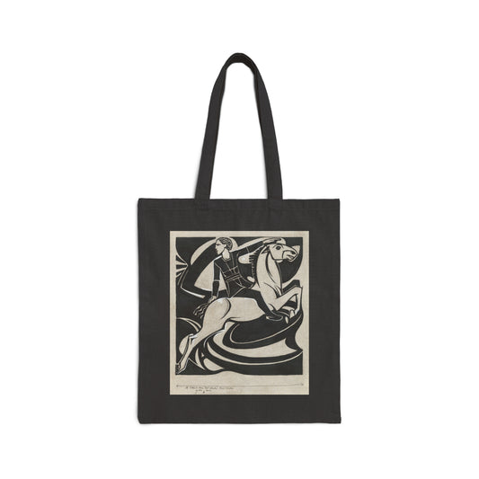 MAN ON HORSEBACK Cotton Canvas Tote Bag