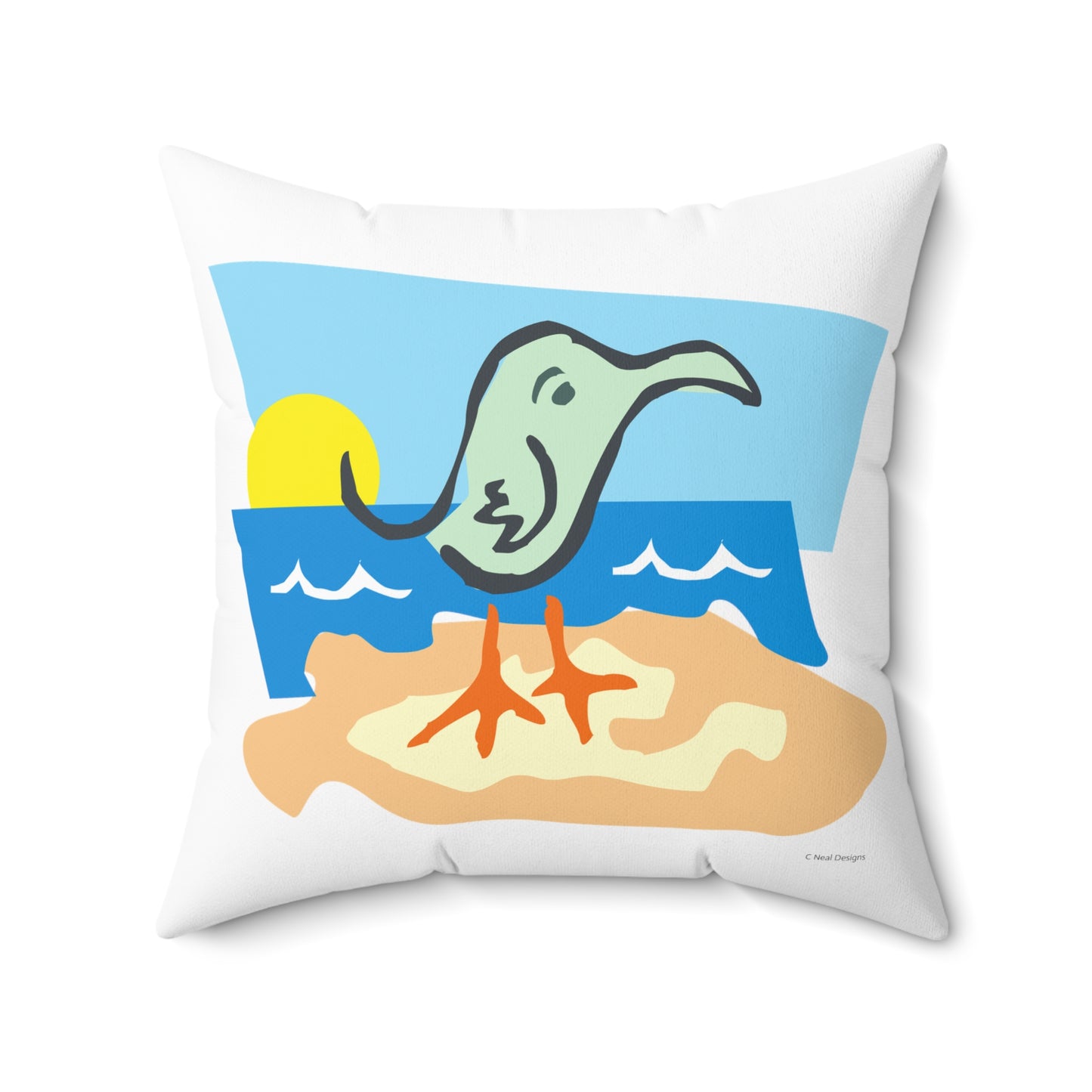 COASTAL CUSHIONS: SALTY SEAGULL Square Accent Pillow