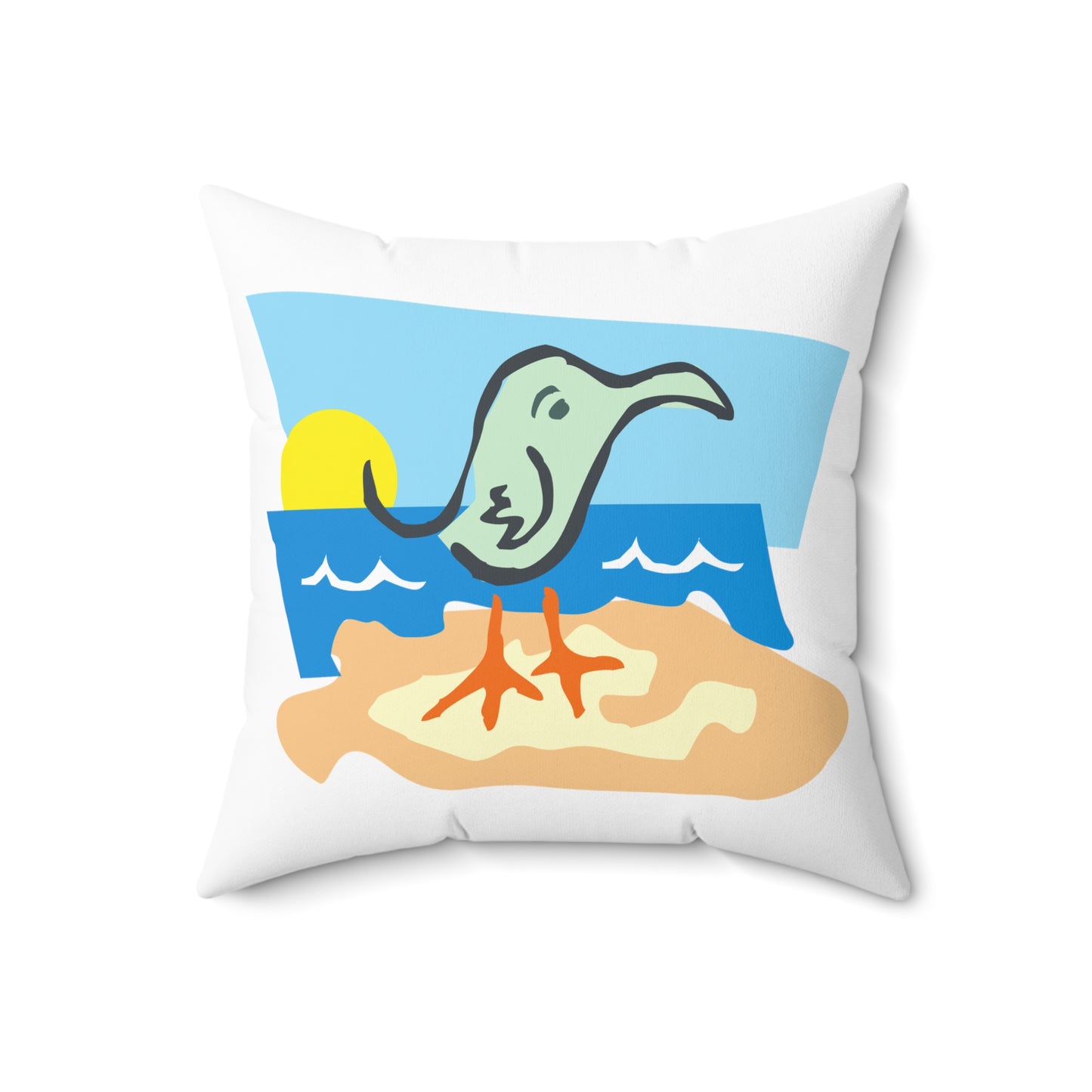 COASTAL CUSHIONS: SALTY SEAGULL Square Accent Pillow