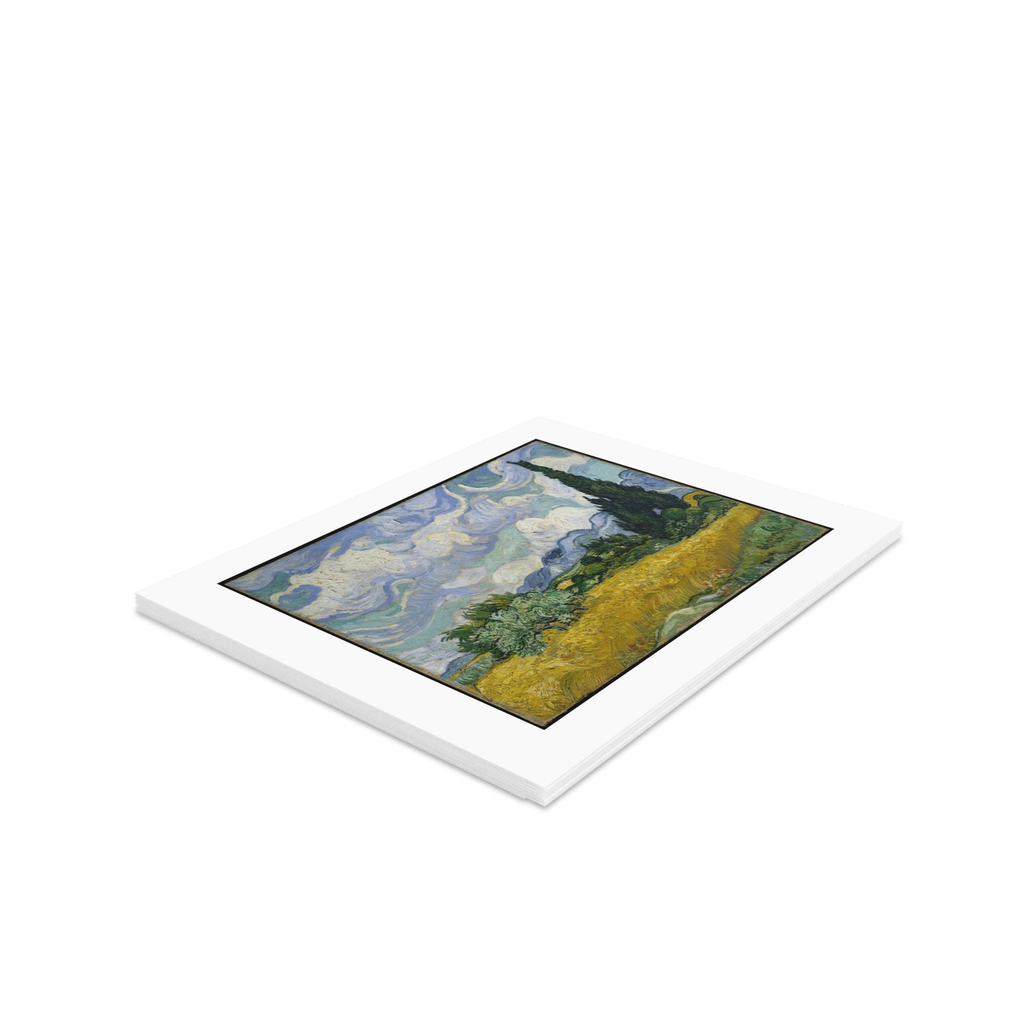 WHEAT FIELD WITH CYPRESSES Vincent van Gogh Greeting Cards (8, 16, and 24 pcs)