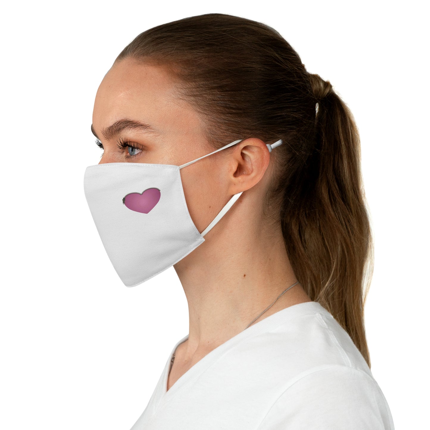 FABRIC FACE MASK - Pink Heart with Zipper