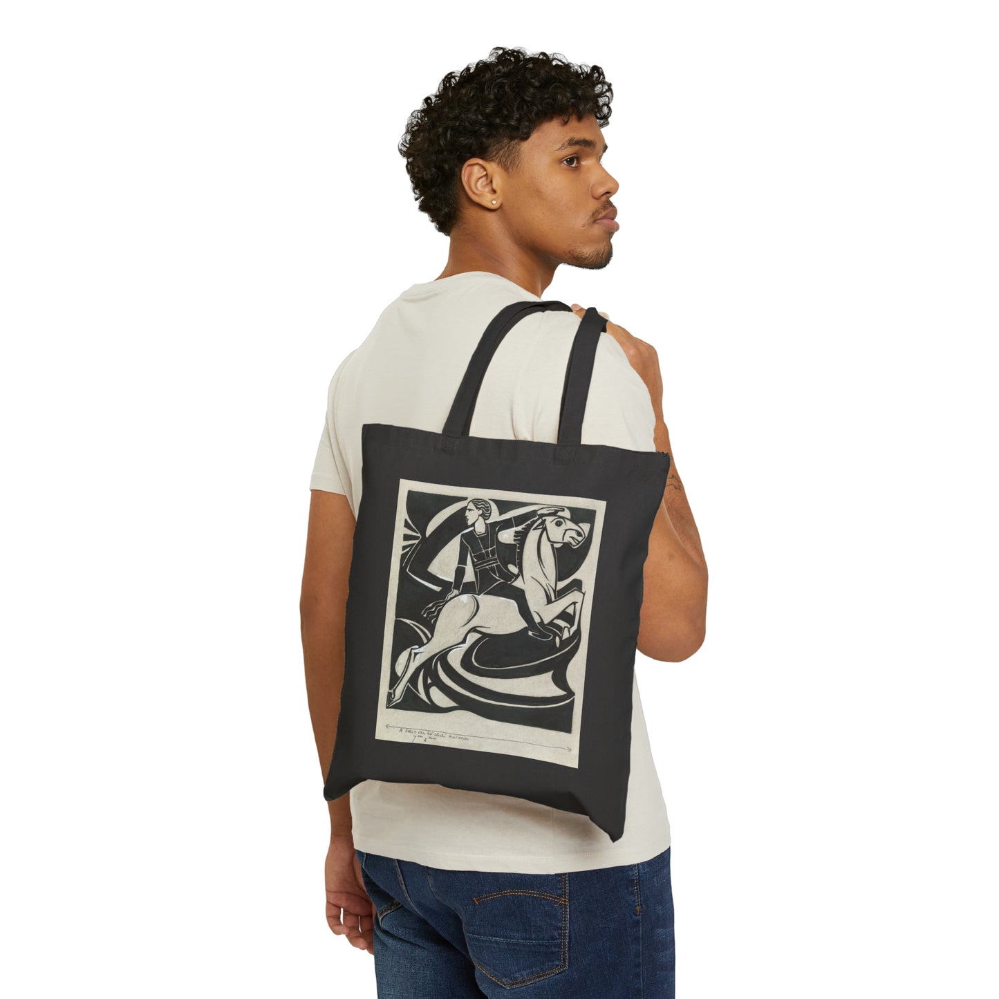 MAN ON HORSEBACK Cotton Canvas Tote Bag