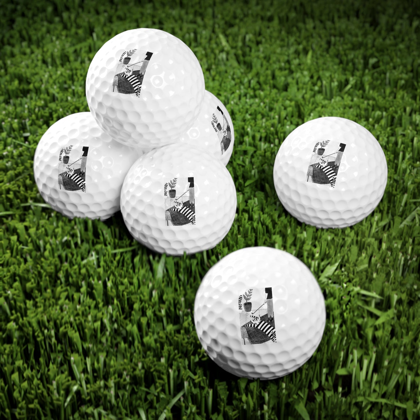 Jeffie Tom Cat Golf Balls, 6 pcs