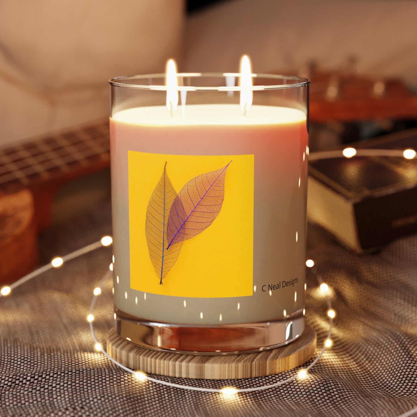 FALL IS IN THE AIR -  Skeleton Leaves Scented Candle - Full Glass, 11oz