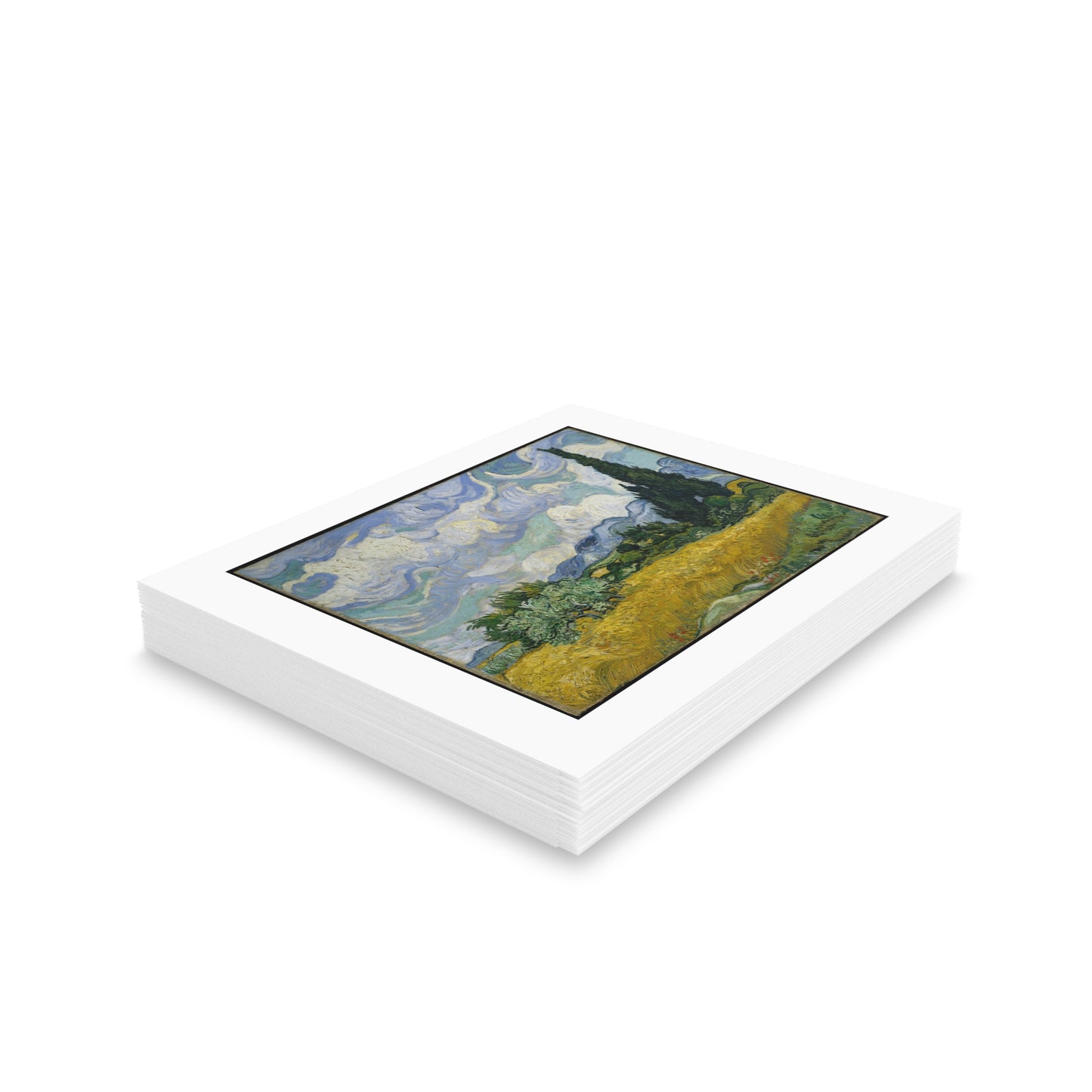 WHEAT FIELD WITH CYPRESSES Vincent van Gogh Greeting Cards (8, 16, and 24 pcs)