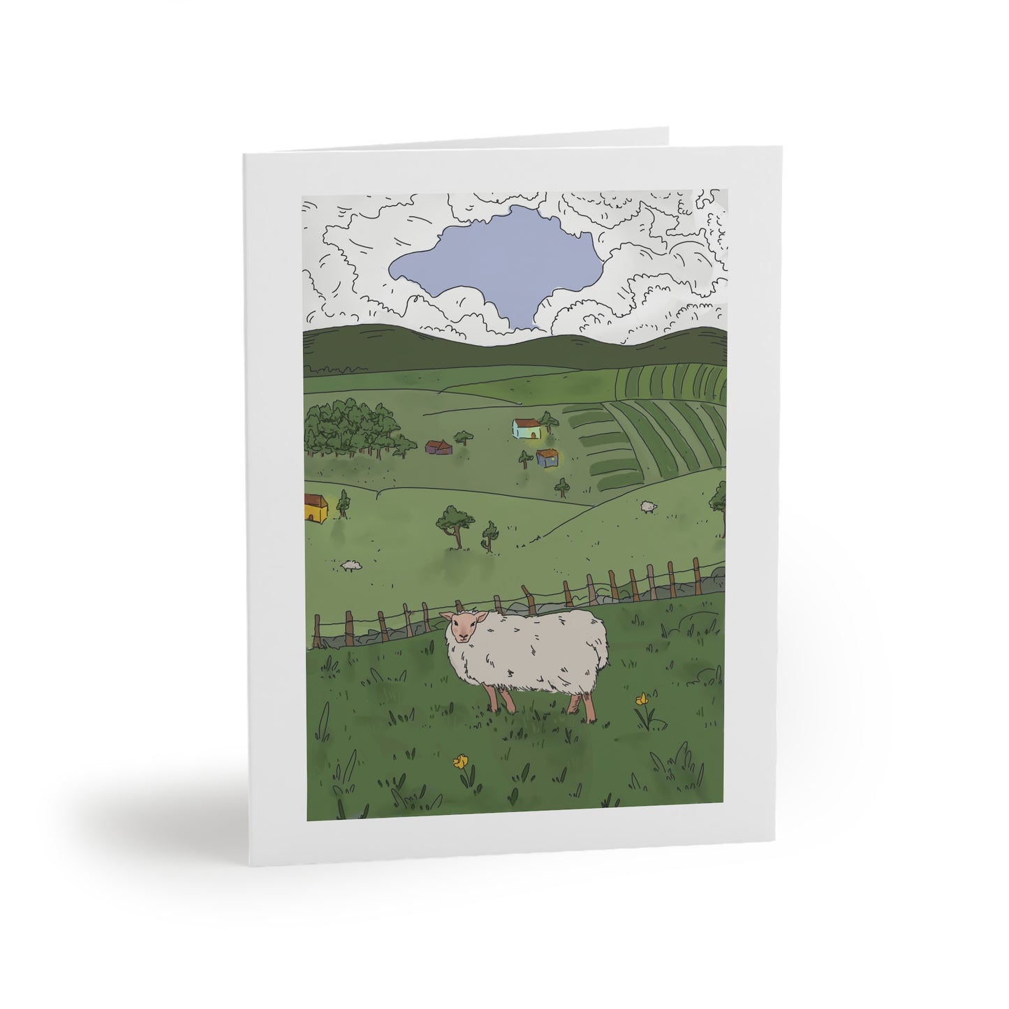 QUAINT COUNTRY LANDSCAPE Greeting Cards