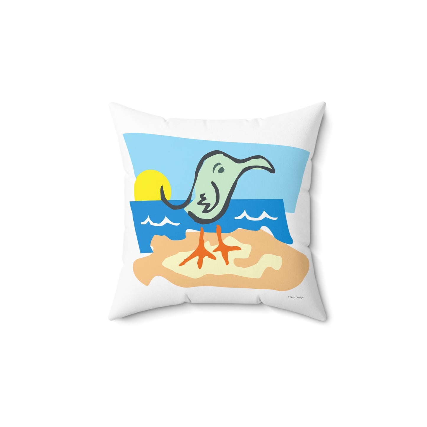 COASTAL CUSHIONS: SALTY SEAGULL Square Accent Pillow