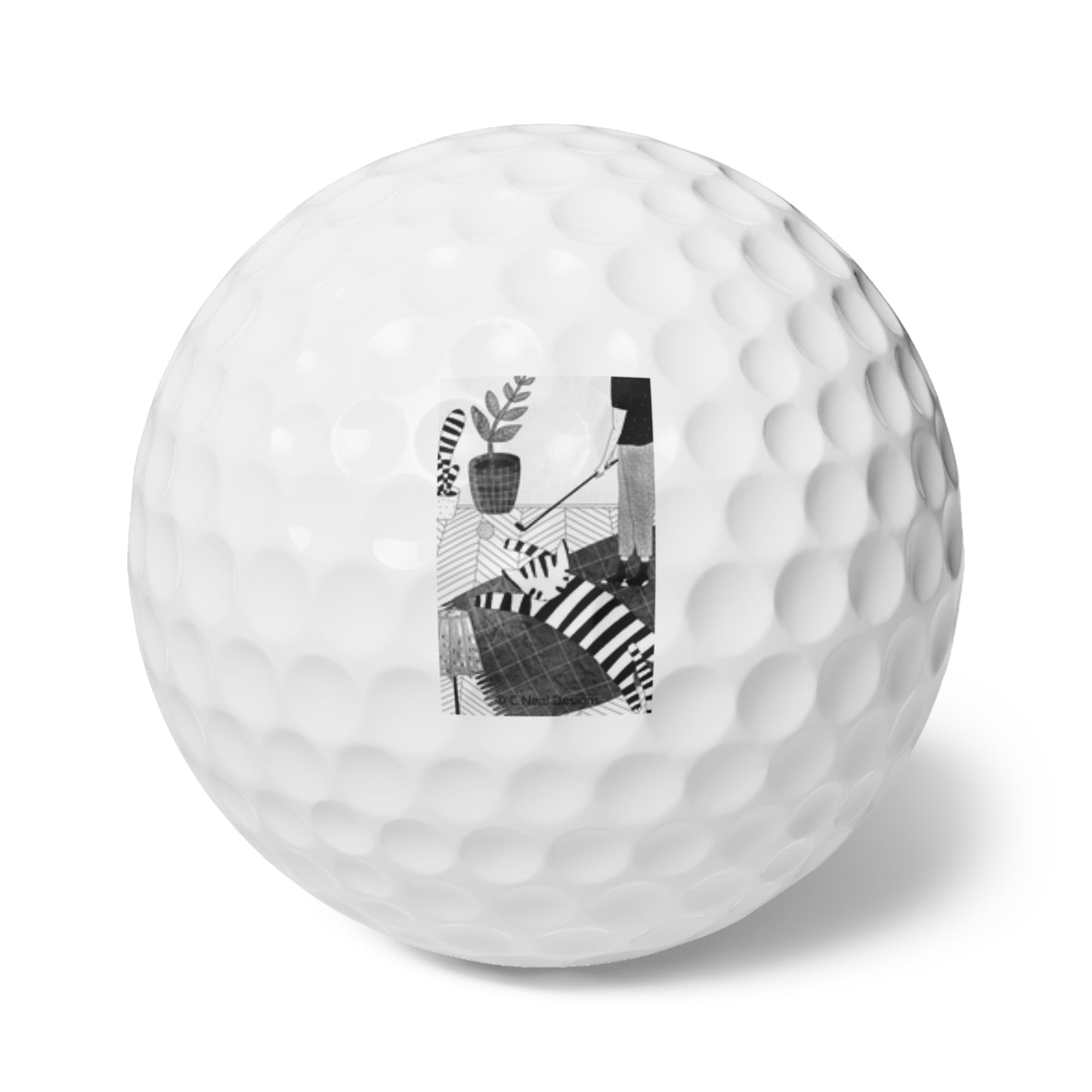 Jeffie Tom Cat Golf Balls, 6 pcs