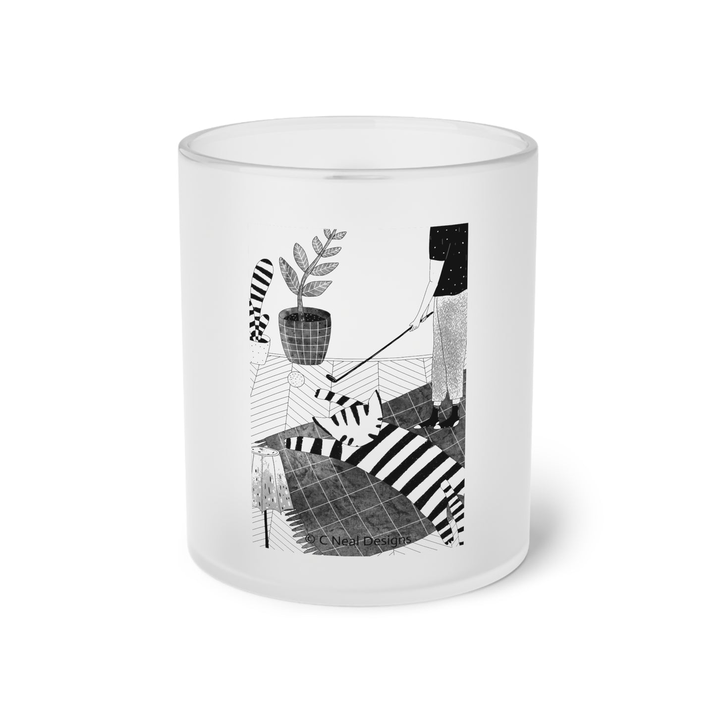 Jeffie Tom Cat Frosted Glass Mug