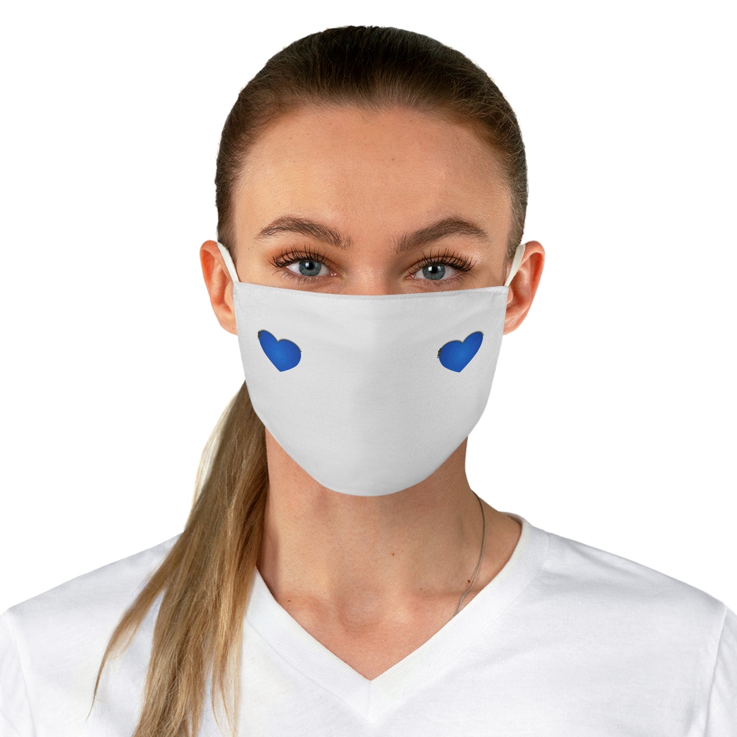 FABRIC FACE MASK - Blue Heart with Zipper