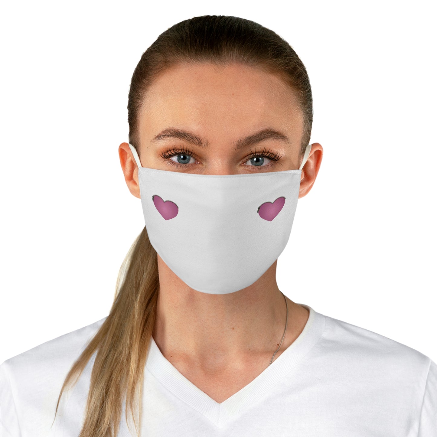 FABRIC FACE MASK - Pink Heart with Zipper