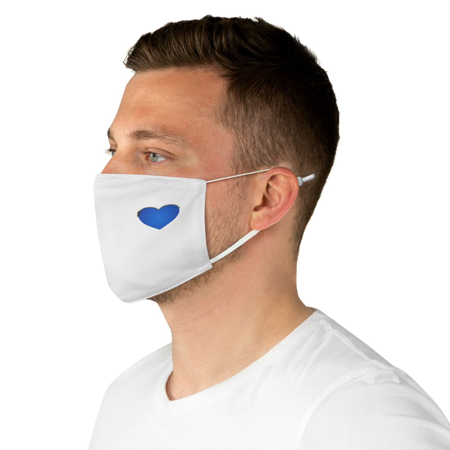 FABRIC FACE MASK - Blue Heart with Zipper