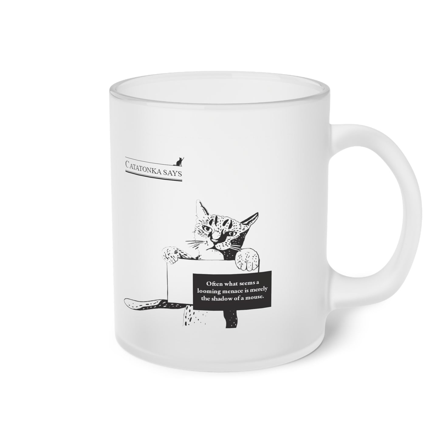 Catatonka Mouse Frosted Glass Mug, 11 oz