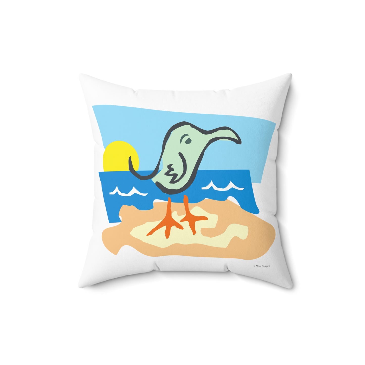 COASTAL CUSHIONS: SALTY SEAGULL Square Accent Pillow