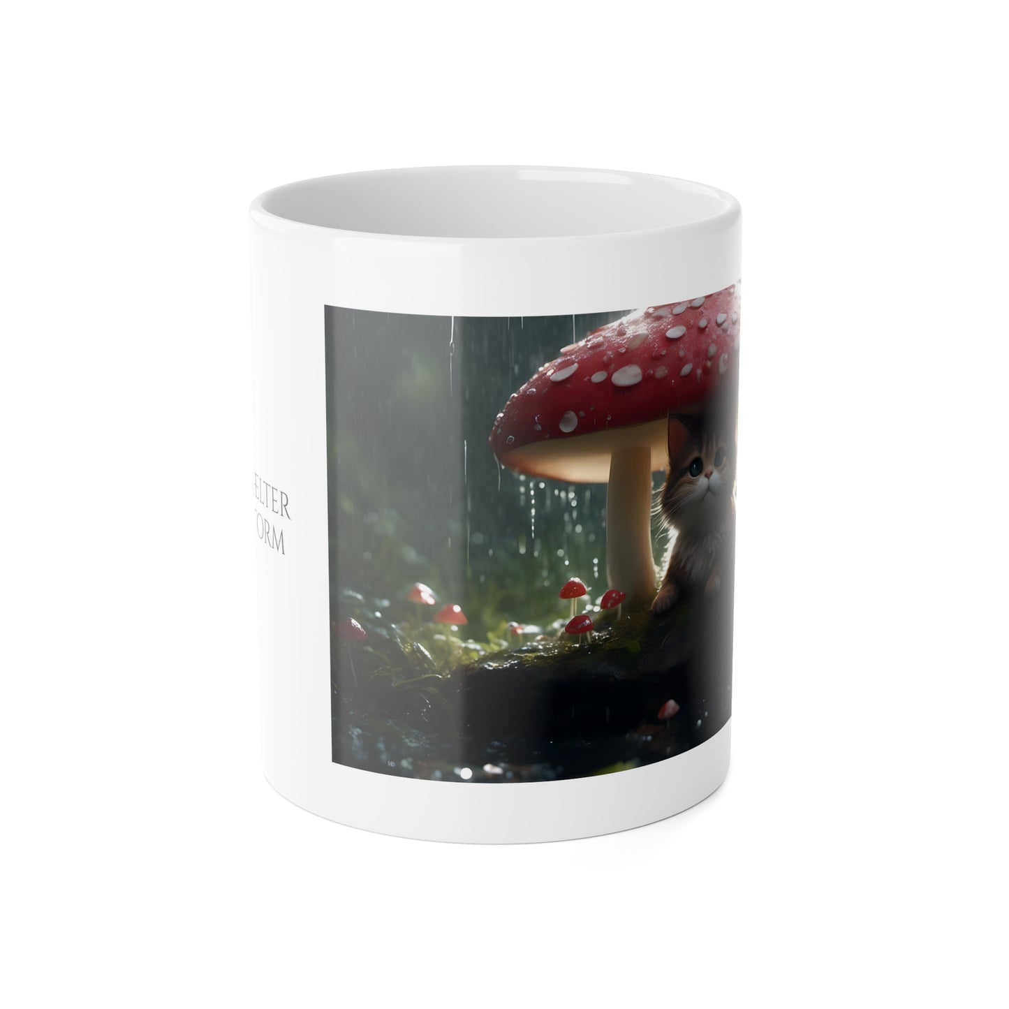 Purrfect Shelter from the Storm White Ceramic Mug, 11oz