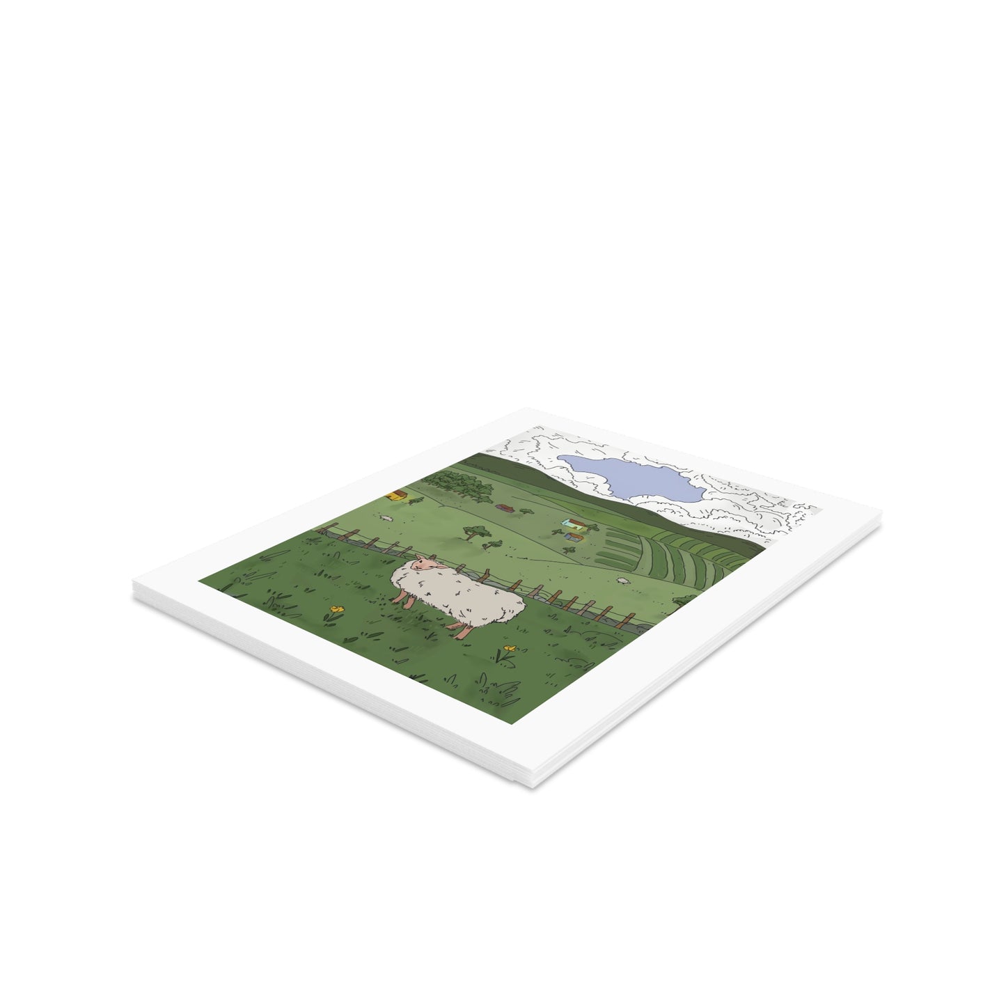 QUAINT COUNTRY LANDSCAPE Greeting Cards