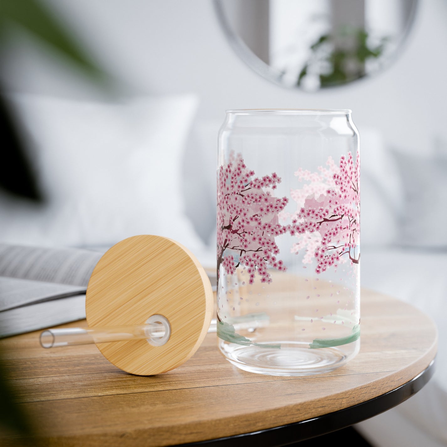 SPRING: CHERRY BLOSSOMS Sipper Glass, 16oz – CNealDesigns.com