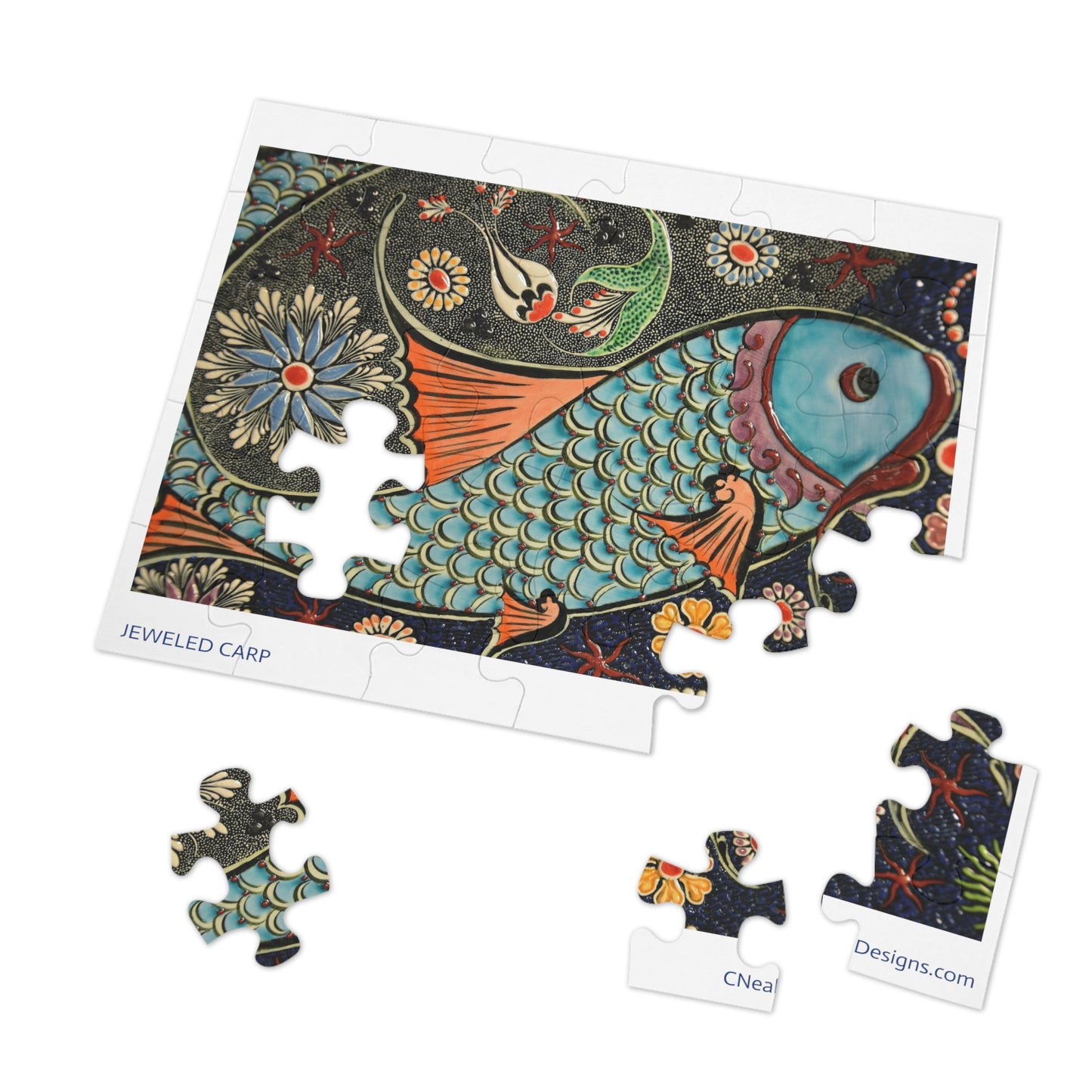 JEWELED CARP MOSAIC JIGSAW PUZZLE (30, 110, 252, 500,1000-Piece)